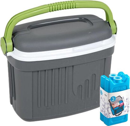 Koelbox met koelelementen - 8 liter - kunststof - grijs - 36 x 21 x 28 cm van KOEL