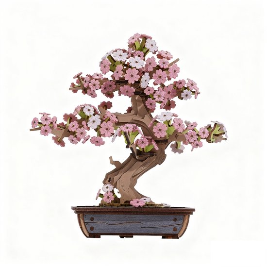 Kraftverdia - 3D kersenbloesemboom bonsai puzzelset (houten puzzelmodel) - Woondecoratie - Leukere speelgoedbouwstenen dan Lego - Creatieve cadeaus - Geschikt voor volwassenen, vrouwen, jongens en meisjes - Vakantiecadeaus - Kerstcadeaus van Merkloos