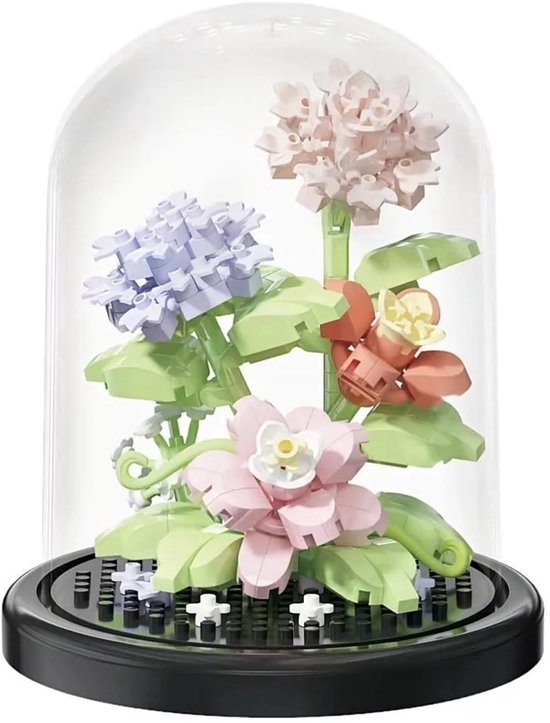 Kraftverdia® - Bloemenboeket in Stolp - Botanical Flowers Collection - Botanical Bloemen - Niet Geschikt voor Lego Mould King - Kunstbloemen Modelbouw Bloemenpracht - Volwassenen & Kinderen - 302 Bloks Cadeau voor Haar van Merkloos