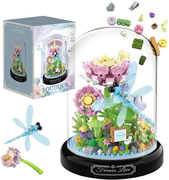 Kraftverdia - Boeket Bouwstenen - Leukere speelgoedbouwstenen dan Lego - Kunstbloemstukken - Bloemenbouwstenenset met beschermhoes - Plantenserie Bouwspeelgoed - Bloemenbouwstenen speelgoedset - Vakantiecadeaus geschikt voor familie en vrienden van Merkloos