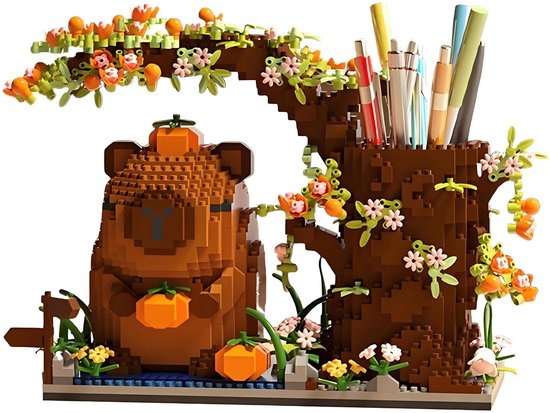 Kraftverdia - Bouwpakket van capybara - Capybara pennenbakje - Bouwspeelgoed - Bouwpakketten volwassenen - Bouwpakket kinderen - Niet geschikt voor LEGO - Decoratie voor Huis, Cadeau, Kerst, Oudjaar, Nieuwjaar van Kraftverdia