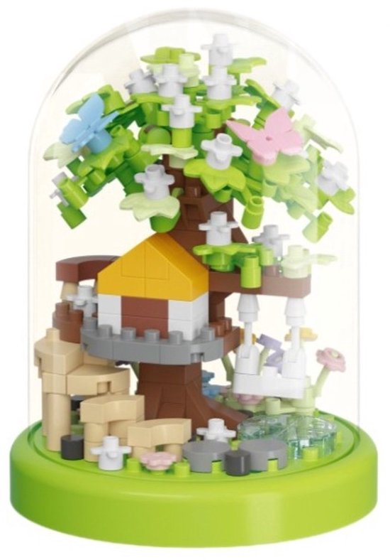 Kraftverdia - Bouwspeelgoed - Bouwpakketten volwassenen - Bouwpakket kinderen - Boomhut Serie Collection - Botanical Bloemen - Bouwsets - Niet geschikt voor LEGO - Zomergroene Schaduw - Decoratie voor Huis, Cadeau, Kerst, Oudjaar, Nieuwjaar van Kraftverdia