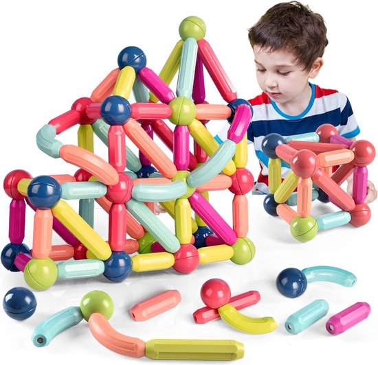 Kraftverdia® - Magnetisch Speelgoed-Magnetische bouwset-Montessori speelgoed-Niet geschikt voor LEGO - Stapelen van speelgoed-Geschikt voor jongens en meisjes vanaf 3 jaar-Magnetische ballen en stokken-42 STUKS-Geschenk van Merkloos
