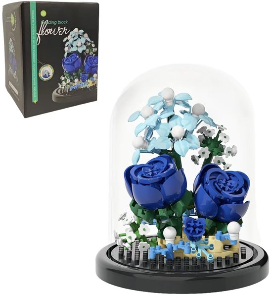 Kraftverdia - Rozen miniatuur bouwblokkenset - Met stofkap - Kunstmatige bloemen- en plantenserie - Woondecoratie - Creatieve cadeaus - Leukere speelgoedbouwstenen dan Lego - Geschikt voor volwassenen, vrouwen, jongens en meisjes - Vakantiecadeaus van Merkloos