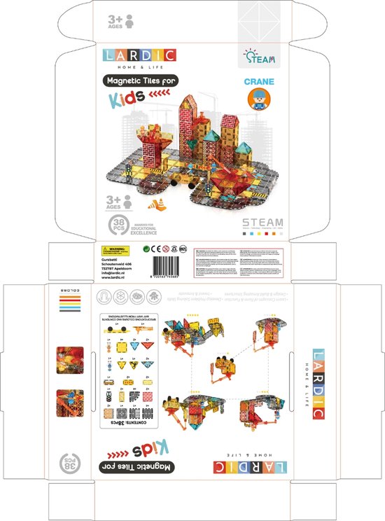 Lardic - Magnetisch Speelgoed Bouwplaats Set - Magnetic Tiles - Bouwspeelgoed - Bouwblokken - Magneten Speelgoed - Magnetische Tegels - Magna - Bouwstenen - Montessori Speelgoed - Educatief Constructie Speelgoed van Merkloos