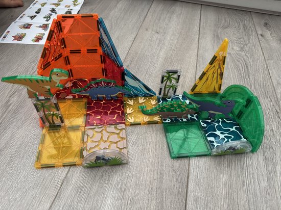Lardic - Magnetisch Speelgoed Dino - Magnetic Tiles - Bouwspeelgoed - Bouwblokken - Magneten Speelgoed - Magnetische Tegels - Magna - Bouwstenen - Montessori Speelgoed - Mind Educatief Constructie Speelgoed van Merkloos