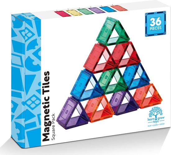 Learn & Grow - Magnetische Tegels - Kleine Vierkantjes Pakket - 36 Stuks - Magnetische Bouwstenen - Bouwpakket van Lea
