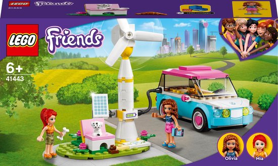 LEGO 41443 Friends Olivia's elektrische auto Set met Olivia en Mia Mini Poppetjes, Educatief Speelgoed voor Meisjes en Jongens vanaf 6 Jaar van LEGO