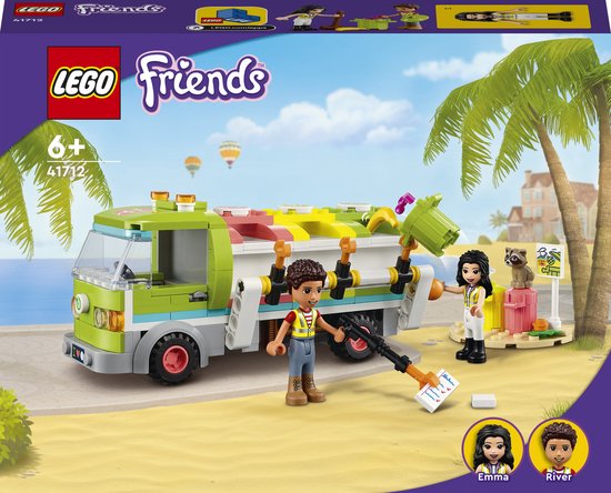LEGO 41712 Friends Recycle vrachtwagen Set met Vuilniswagen, Afvalcontainers en Minipoppetjes, Educatief Speelgoed voor Kinderen vanaf 6 Jaar van LEGO