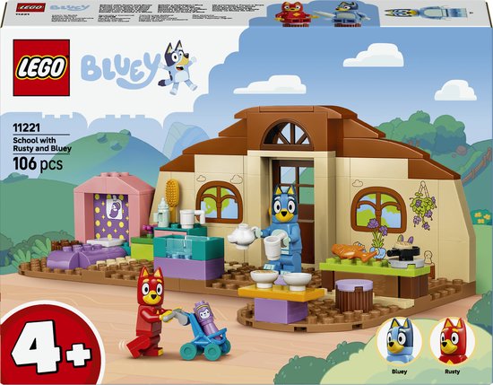 LEGO® Bluey School met Rusty en Bluey - Speelgoed voor Meisjes en Jongens Vanaf 4 Jaar - Bouwset met Minikeuken, Café en Babyziekenhuis - 2 Minifiguren - Cadeau voor Kinderen - 11221 van Merkloos