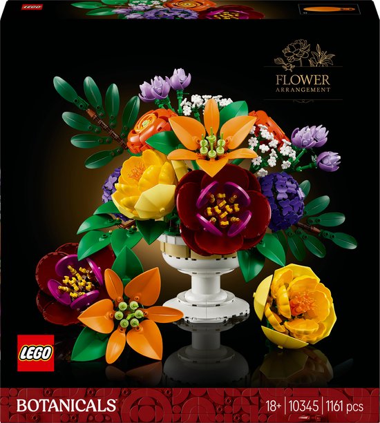 LEGO® Botanicals Bloemstuk, decoratie voor in huis, bouwset voor volwassenen, natuurcadeau voor plantenliefhebbers, imitatie hortensia's, pioenrozen, lelies en bouvardia 10345 van LEGO