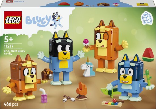 LEGO® Bouwbare Figuren van Bluey en Haar Familie - Bouwset voor Meisjes en Jongens Vanaf 5 Jaar - 4 Bluey Figuren met Verschillende Uitdrukkingen - Cadeau voor Kinderen - 11217 van Merkloos