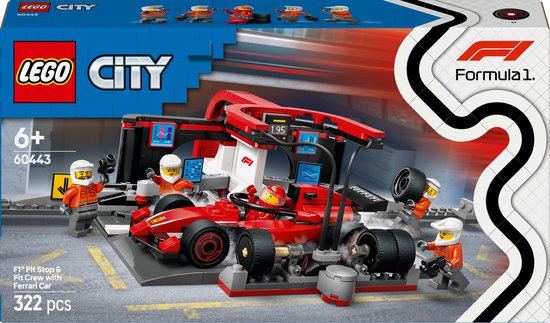 LEGO City F1 pitstop en pitcrew met Ferrari auto - 60443 van LEGO