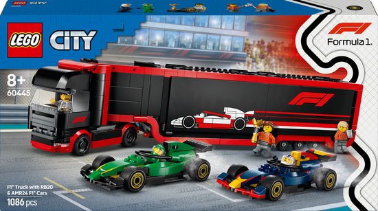 LEGO City F1 truck met RB20 en AMR24 F1® auto's speelset - 60445 van LEGO