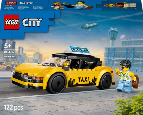 LEGO® City Gele Taxi - Modelautobouwset met 2 Minifiguren - Klassieke Speelgoedtaxi - 60487 van Merkloos