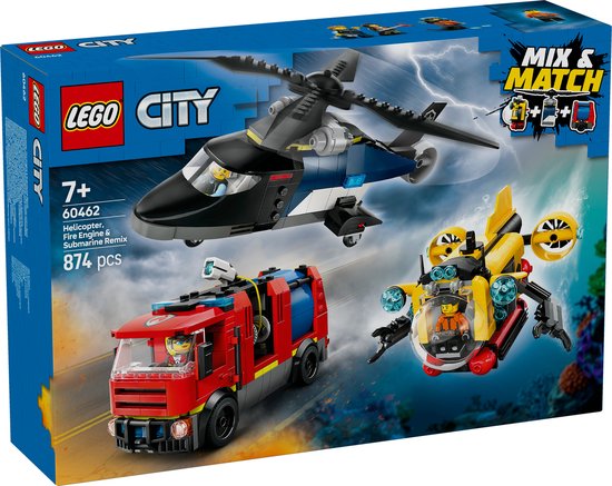 LEGO City Helikopter brandweerauto en onderzeeër remix - 60462 van LEGO