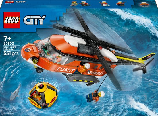 LEGO® City Kustwacht Helikopter - Bouw- en Speelset - Hulpdienstvoertuig - Speelgoed voor Jongens, Meisjes en Kinderen Vanaf 7 Jaar - Rollenspelset met Haaienfiguur - Cadeautip voor Kinderverjaardagen - 60503 van Merkloos