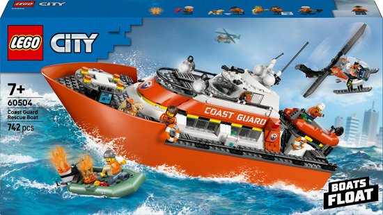 LEGO® City Kustwacht Reddingsboot met Helikopter - Fantasierijke Speelset voor Kinderen - Speelgoed met Drijvende Boten en Reddingshelikopter - Cadeau voor Jongens en Meisjes Vanaf 7 Jaar - 60504 van Merkloos