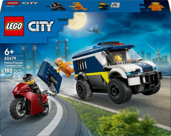 LEGO® City Politie Gevangenentransport - Politiespeelgoed voor Kinderen, Jongens en Meisjes Vanaf 6 Jaar - Bouwset met Truck en Motor - Minifiguren van een Agent en 2 Boeven - Cadeautip voor Verjaardagen - 60479 van Merkloos