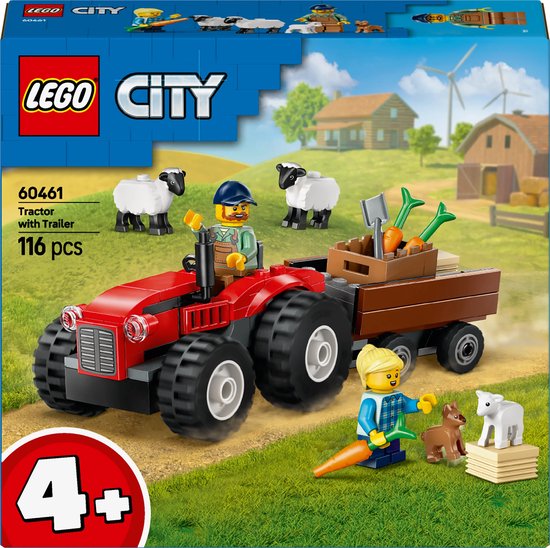 LEGO City Rode tractor met aanhanger en schapen - 60461 van LEGO