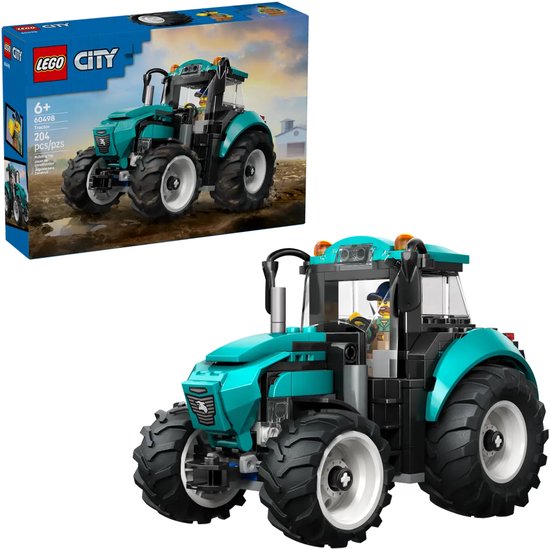 LEGO® City Tractor - Boerderijspeelgoed met een Minifiguur van een Boer - Klassiek Boerderijvoertuig met Grote Rubberen Tractorbanden - Geweldig Cadeau voor een Verjaardag of de Feestdagen voor Jongens, Meisjes en Kinderen Vanaf 6 Jaar - 60498 van Merkloos