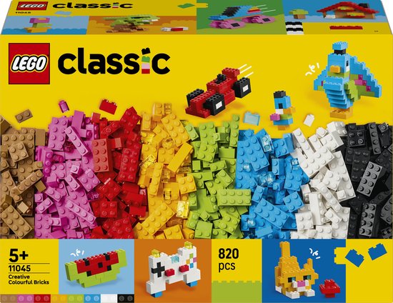 LEGO® Classic Kleurrijke Creatieve Stenen - Educatief STEM-Speelgoed - Bouw Voertuigen, Dieren, Etenswaren, een Gitaar en Meer - Cadeau voor Jongens en Meisjes Vanaf 5 Jaar - 11045 van Merkloos
