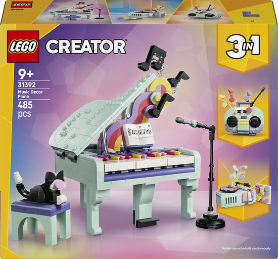 LEGO® Creator 3in1 Piano met Kat - Bouwspeelgoed voor Kinderen - Maak een Piano, Radio of Platenspeler - Retro Decoratie - Cadeau voor Meisjes en Jongens Vanaf 9 Jaar - 31392 van Merkloos