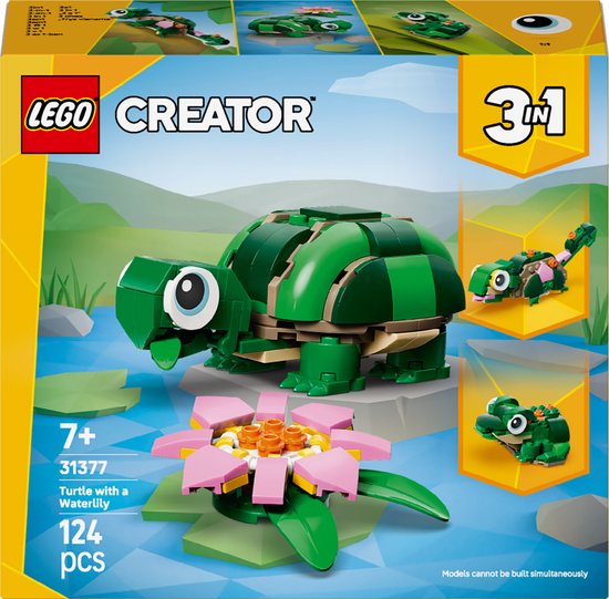 LEGO® Creator 3in1 Schildpad met Waterlelie - Speelgoedmodel - Bouw Om tot Kameleon of Kikker - 31377 van Merkloos