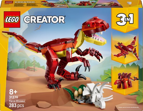 LEGO® Creator 3in1 Woeste dinosaurus Speelgoed - Bouwset met 3 Bouwmogelijkheden, Velociraptor, Stegosaurus of Pterosaurus Figuren - Cadeautip voor Kinderen Vanaf 8 Jaar - 31379 van Merkloos