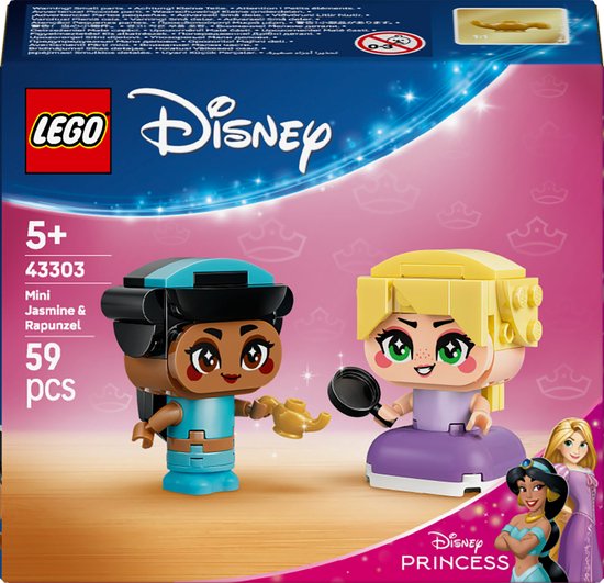 LEGO® ǀ Disney Princess Mini Jasmine en Rapunzel- Prinsessenbouwset - Speelgoed om te Doen Alsof - 2 Kleine Personages - Cadeautip voor Meisjes en Jongens Vanaf 5 Jaar - 43303 van Merkloos