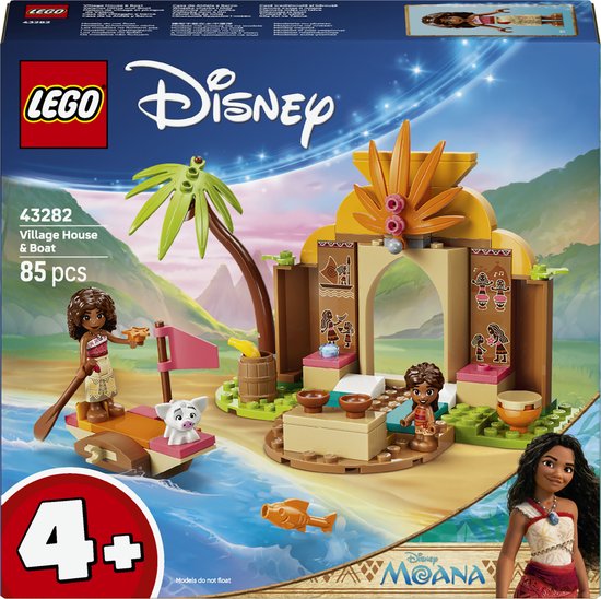 LEGO® ǀ Disney Vaiana Dorpshuis en Boot - Vaiana Bouwspeelgoed met Simea en Pua Personages voor Fantasierijk Speelplezier - Cadeautip voor Kinderen Vanaf 4 Jaar - 43282 van Merkloos