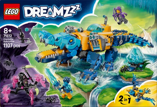 LEGO® DREAMZzz™ Krokodilonderzeeër Speelgoed - Bouwset voor Kinderen Vanaf 8 Jaar - 2-in-1 Bouwmogelijkheden met Krokodil en Adelaar - 3 Minifiguren en 2 Figuren - Cadeautip - 71512 van Merkloos