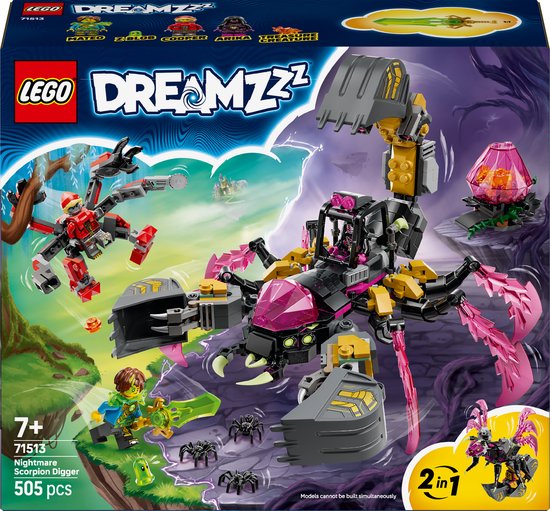 LEGO® DREAMZzz™ Nachtmerrie Schorpioengraver Bouwset - Speelgoed voor Kinderen Vanaf 7 Jaar - Fantasierijke Graafmachine met 2 Bouwmogelijkheden en 3 Minifiguren - Cadeautip - 71513 van Merkloos