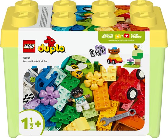 LEGO® DUPLO® Classic Auto's en vrachtwagens in opbergdoos educatief speelgoed, voertuigspeelset voor peuters vanaf 18 maanden, speelgoed om de fijne motoriek te ontwikkelen 10439 van Merkloos