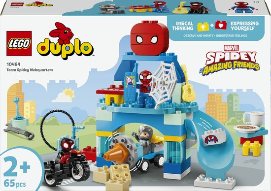 LEGO® DUPLO® l Marvel Team Spidey Hoofdkwartier - Leerzaam Bouwspeelgoed voor Peuters - Inclusief 4 Personages voor Superheldenavonturen - Cadeautip voor Kinderen Vanaf 2 Jaar - 10464 van Merkloos