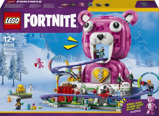 LEGO® Fortnite® Rave Cave - Bouwset voor Kinderen - Cadeau voor Gamers – Bekende Locatie uit de Game met Cuddle Team Leader Hoofd en Achtbaan - Inclusief 6 Minifiguren - 77082 van Merkloos