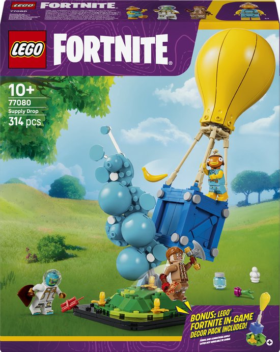 LEGO® Fortnite® Supply Drop - Bouwset met Minifiguren van Fishstick, Leviathan en Ginger Gunner - Inclusief Slurp Juice, Wol, een Banaan en Frambozenpitjes - Cadeau voor Gamers 77080 van Merkloos