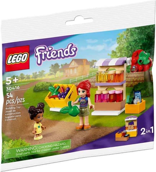 Lego Friends 30416 zakje met marktkraam + 2 mini figuren - biologische kraam of bakkerij winkel - Polybag van LEGO
