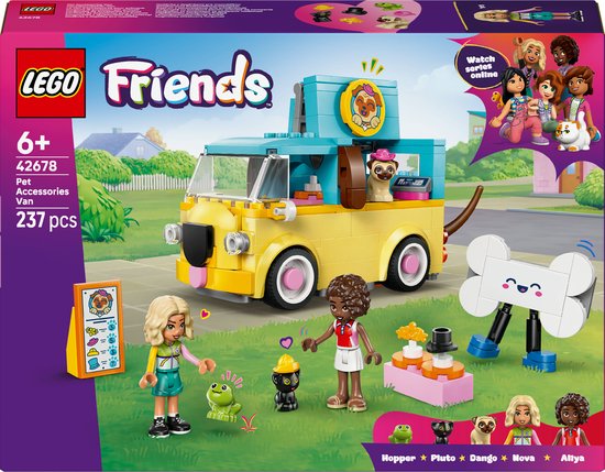 LEGO® Friends Bestelwagen met Dierenaccessoires met 2 Minipoppetjes, een Kitten, Hond en Kikkerfiguren – Hondenbusje met Hoedaccessoires – Speelgoed voor Kinderen, Meisjes en Jongens Vanaf 6 Jaar – Cadeautip – 42678 van Merkloos