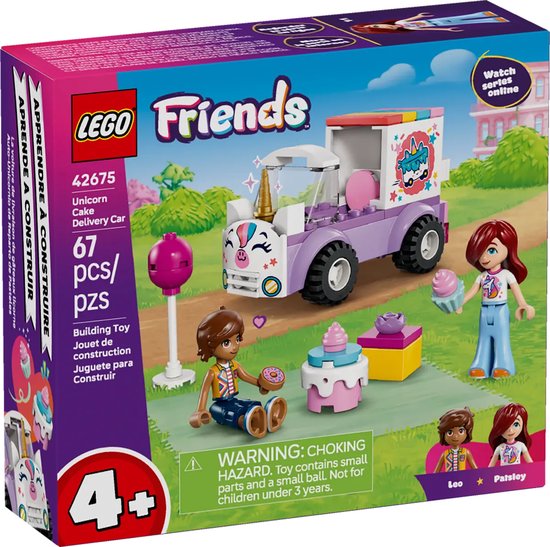 LEGO® Friends Eenhoorn Taartenbezorgauto Bouwspeelgoed - Fantasiespeelgoed met 2 Minipoppetjes – Geschenk, Taart, Ballon en Ddonut - Cadeautip voor Meisjes, Jongens en Kleuters Vanaf 4 Jaar - 42675 van Merkloos