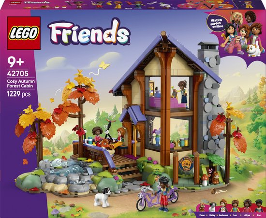 LEGO® Friends Gezellige Boshut in de Herfst - Bouwset voor Kinderen Vanaf 9 Jaar - Speelhuis met 4 Minipoppetjes, een Hond en een Eekhoorn - Cadeautip voor Meisjes en Jongens - 42705 van Merkloos
