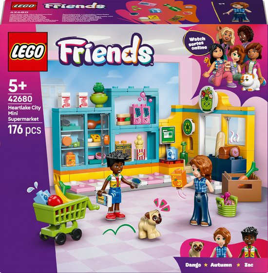 LEGO® Friends Heartlake City Buurtsupermarkt - Speelgoedwinkel voor Kinderen - 2 Minipoppetjes en Speelgoedhond, Winkelwagentje en Boodschappen - Cadeau voor Meisjes en Jongens Vanaf 5 Jaar - 42680 van Merkloos