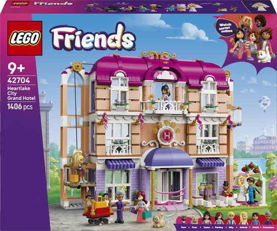 LEGO® Friends Heartlake City Grand Hotel - Bouwset voor Kinderen Vanaf 9 Jaar - Poppenhuis voor Rollenspellen met 6 Minipoppetjes, 2 Katten en Werkende Functies - Cadeautip voor Meisjes en Jongens - 42704 van Merkloos