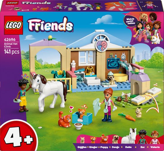 LEGO® Friends Huisdierenkliniek - 2 Minipoppetjes, Hond, Konijn, Paard, 2 Kattenfiguren - Dierenspeelgoed met Paardenstal - Voor Meisjes en Jongens Vanaf 4 Jaar - Cadeautip voor een Kinderverjaardag - 42696 van Merkloos
