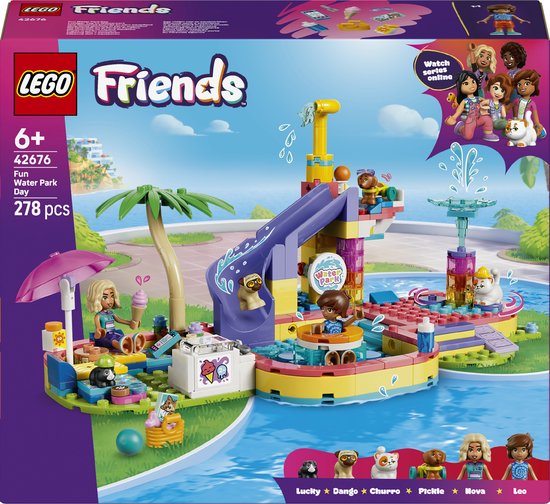 LEGO® Friends Leuke Dag in het Waterpark - Fantasierijke Bouwset voor Kinderen van 6 Jaar en Ouder - 4 Speelgoeddieren en 2 Minipoppetjes - Cadeautip voor Meisjes en Jongens - 42676 van Merkloos