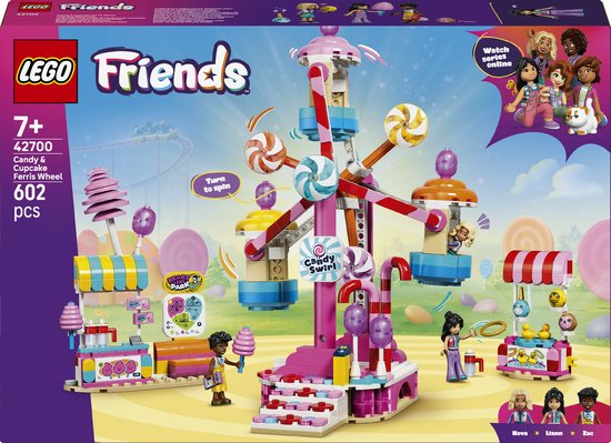 LEGO® Friends Reuzenrad van Snoep en Cupcakes Bouwset voor Kinderen Vanaf 7 Jaar - Kermisspeelgoed met 3 Minipoppetjes en Realistische Details - Cadeautip voor Meisjes en Jongens - 42700 van Merkloos