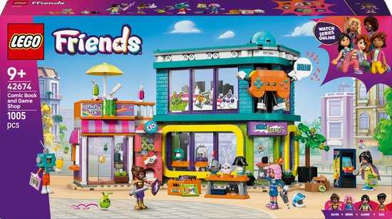 LEGO® Friends Stripboeken- en Gamewinkel Bouwset, Cadeau voor Kinderen, Creatieve Speelgoedset voor Meisjes en Jongens Vanaf 9 Jaar met 4 Minipoppetjes en Accessoires 42674 van LEGO