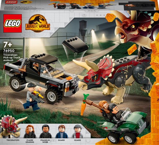 LEGO Jurassic World Triceratops Pick-uptruck Hinderlaag Constructie (76950) van LEGO