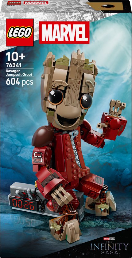 LEGO Marvel Groot in Ravager Jumpsuit - Bouwbaar Superheld Speelgoed voor Kinderen - 76341 van Merkloos