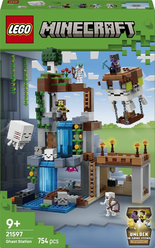 LEGO® Minecraft® Ghast-Huis - Fantasierijk Speelgoed voor Kinderen - Bouwset met Ghast- en Skeletfiguren - Bureaudecoratie - Cadeautip voor Jongens en Meisjes Vanaf 9 Jaar - 21597 van Merkloos